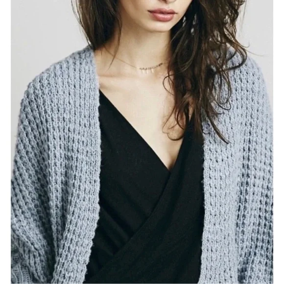 FREE PEOPLE Breeze Wool / Angora Rabbit Hair Blend Chunky Cardigan Size L - Picture 3 of 13